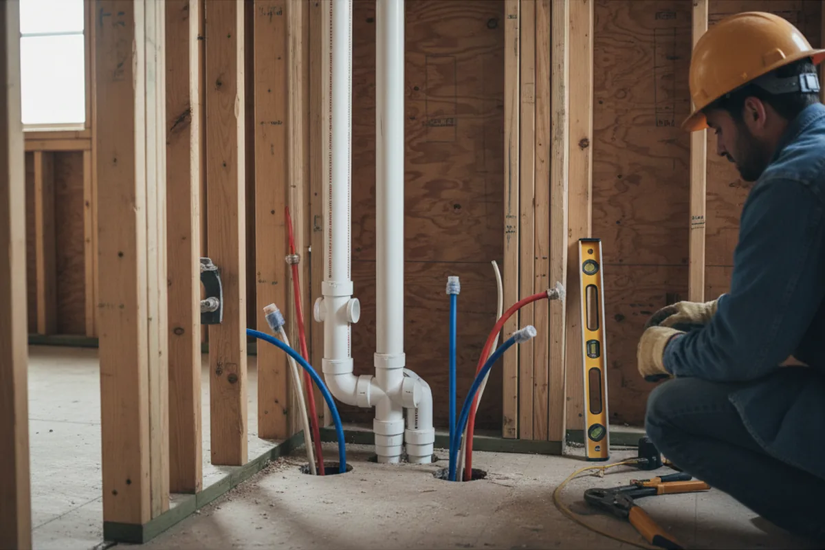 Drain and supply rough-in during Drain Cleaning in Lewiston